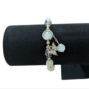 Silver and White Beaded Bracelet
